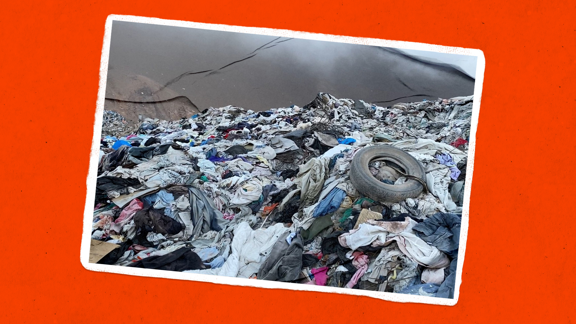 Shocking images show mountain of unworn fast fashion visible from